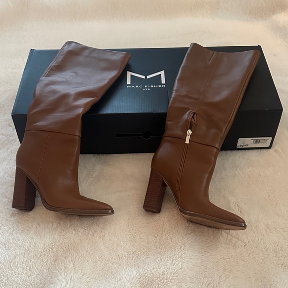 Marc Fisher Chestnut Heeled Boots - Picture 1 of 1